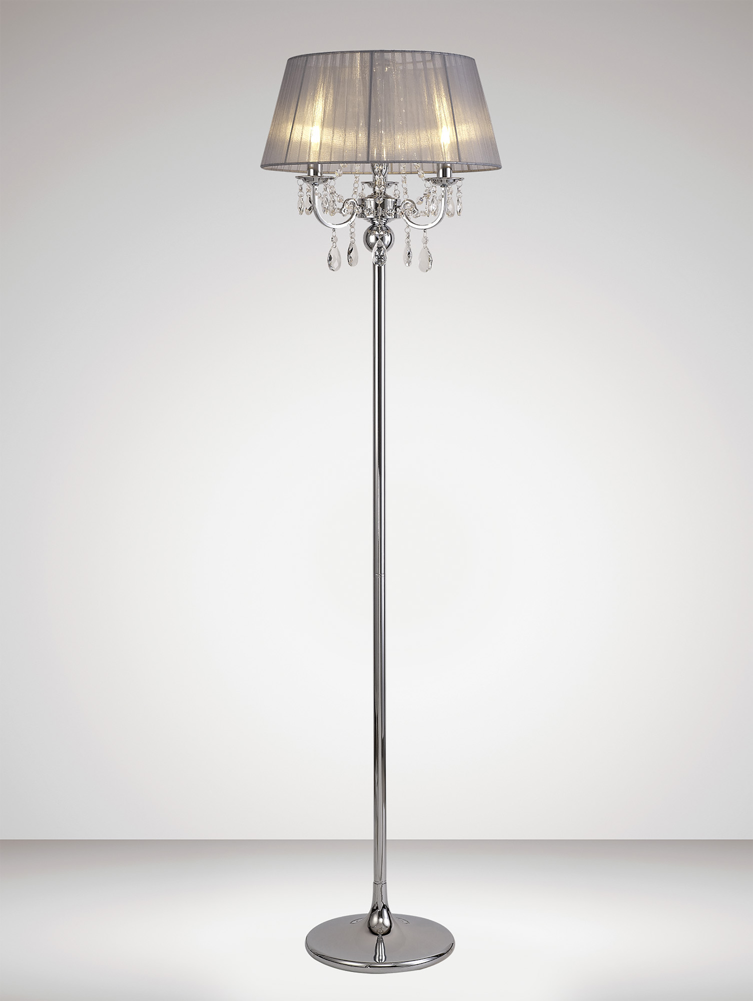 IL30063/GY  Olivia Crystal 163cm Floor Lamp 3 Light